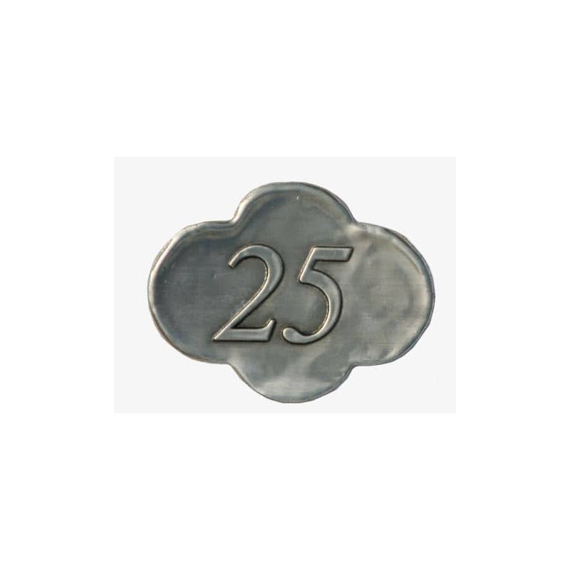 Zinnetikett '25', Metall, silber