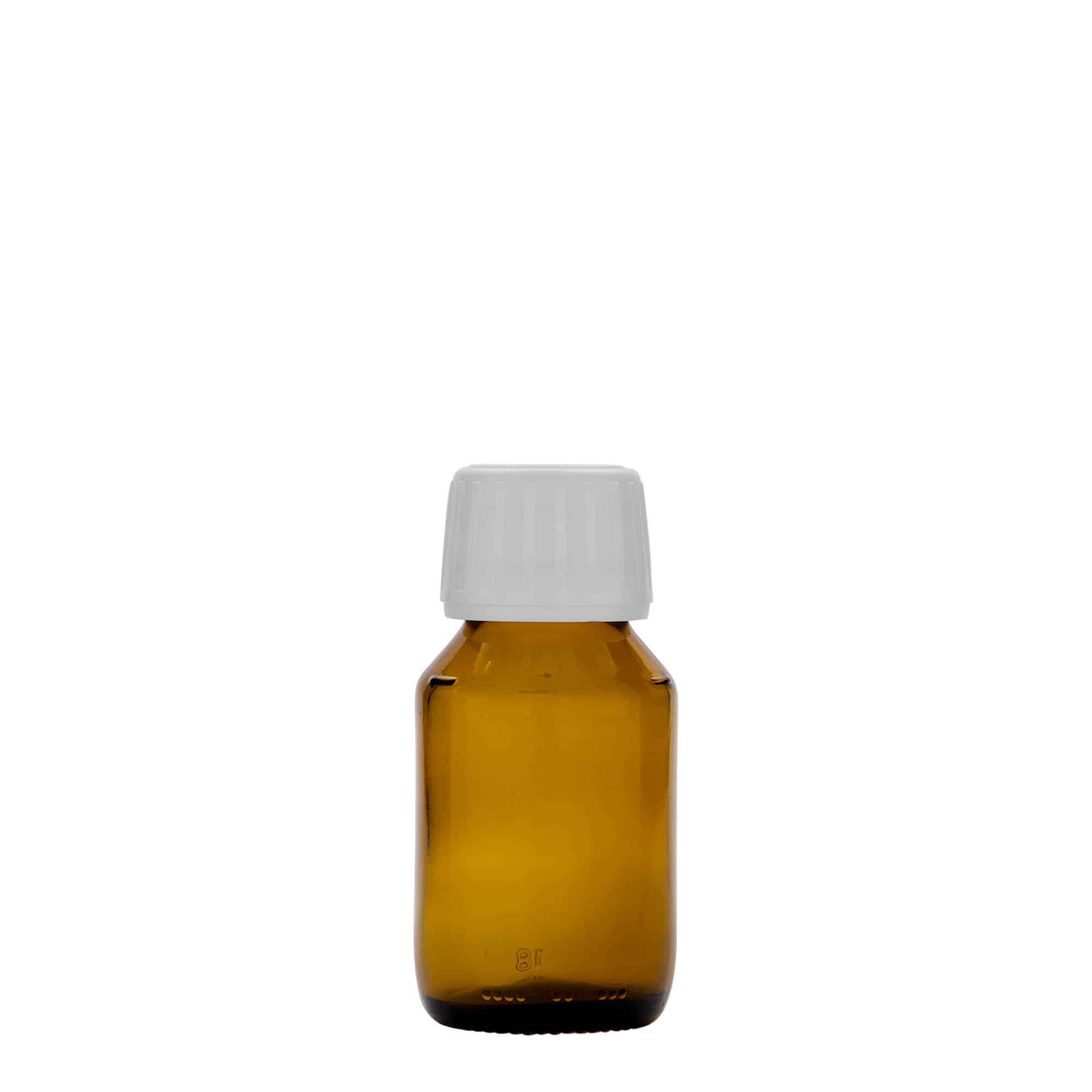 50 ml Medizinflasche, braun, Glas, Mündung: PP 28