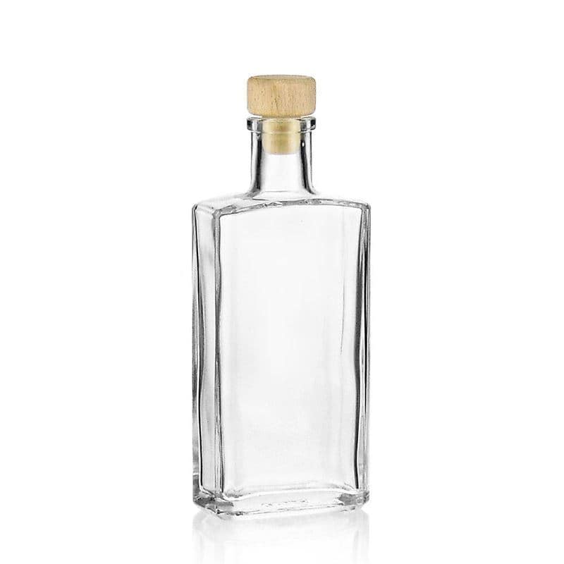200 ml Glasflasche 'Shiny', rechteckig, Mündung: Kork