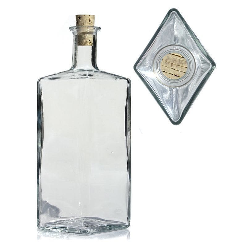 500 ml Glasflasche 'Riva', rautenförmig, Mündung: Kork