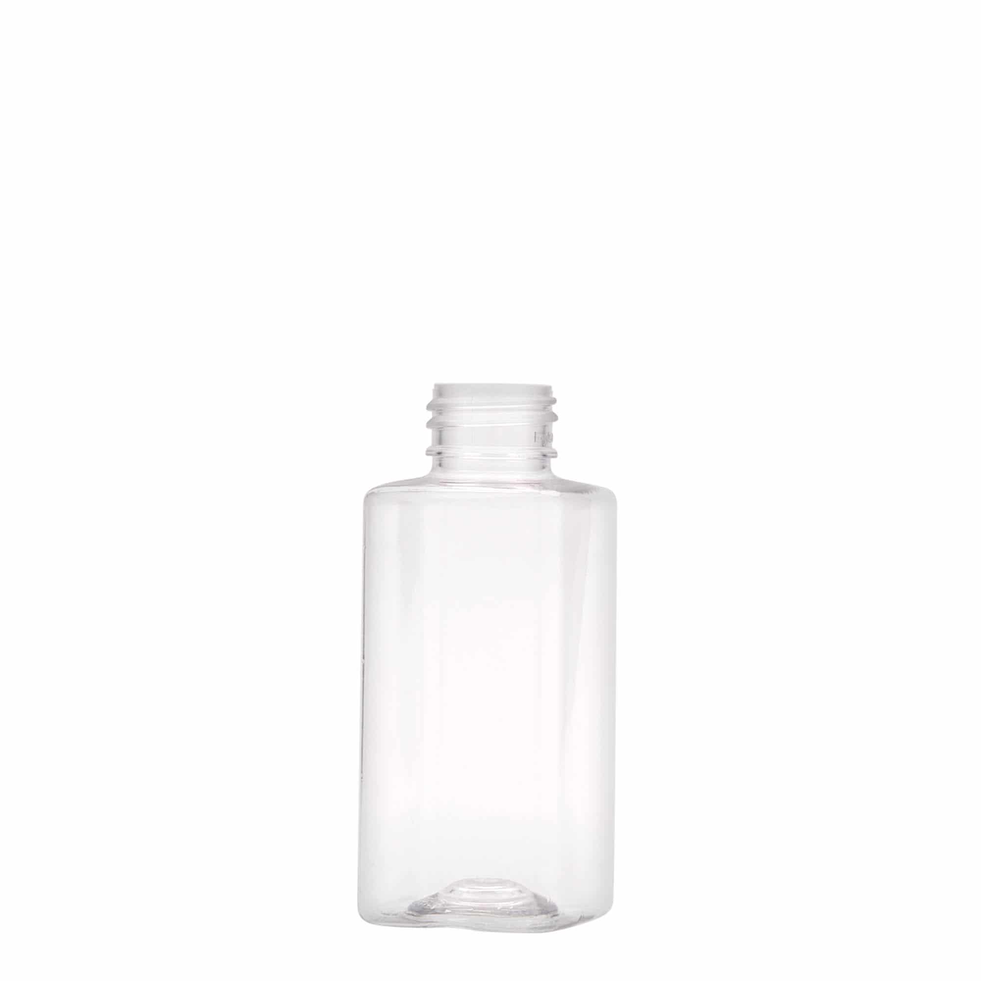100 ml PET-Flasche 'Karl', quadratisch, Kunststoff, Mündung: GPI 24/410