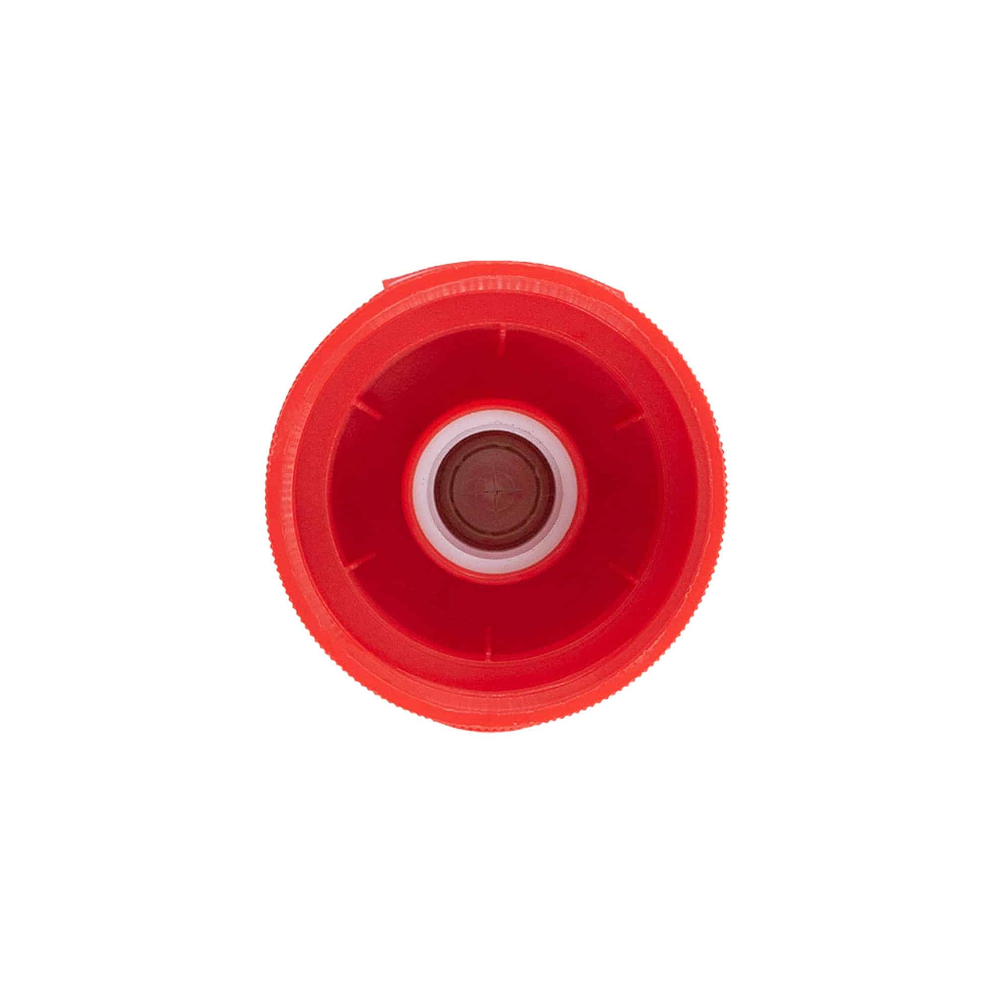 Schraubverschluss Klappscharnier, PP-Kunststoff, rot, für Mündung: GPI 38/400