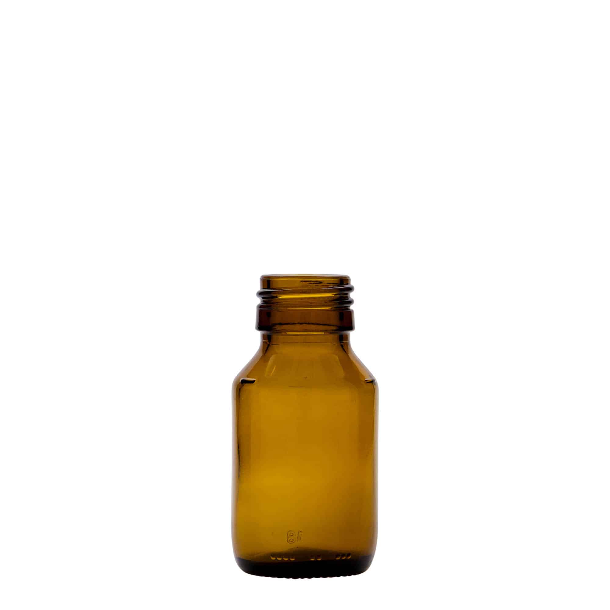 50 ml Medizinflasche, braun, Glas, Mündung: PP 28