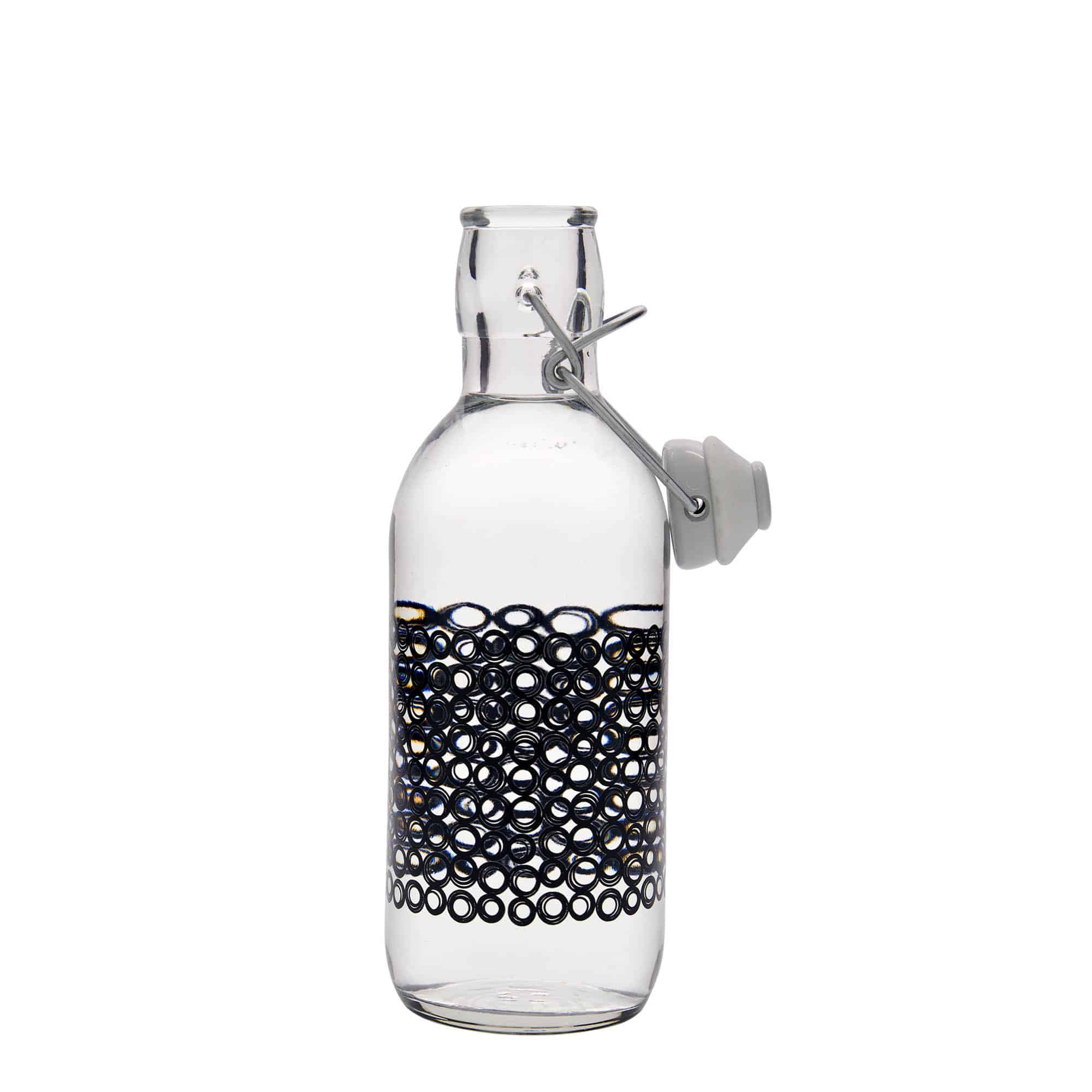500 ml Glasflasche 'Emilia', Motiv: Circola nero, Mündung: Bügelverschluss