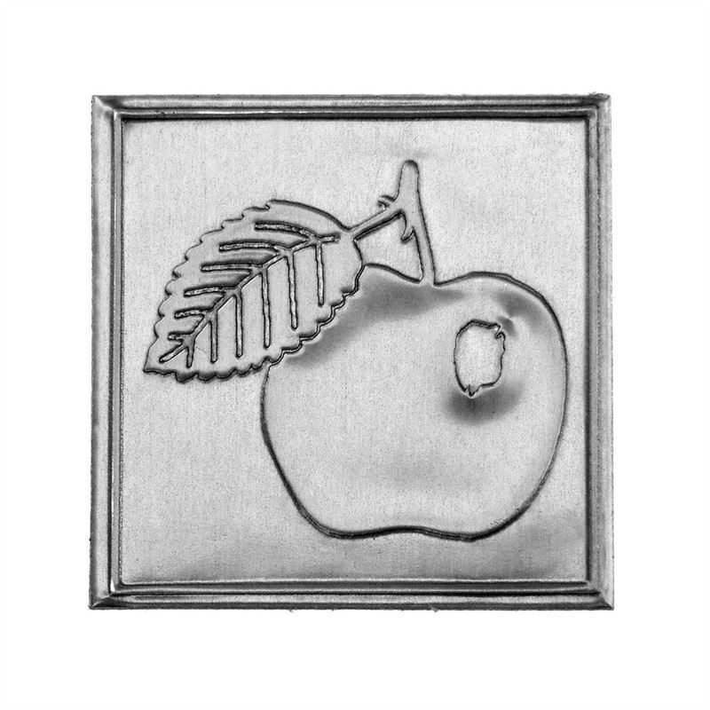 Zinnetikett 'Apfel', quadratisch, Metall, silber