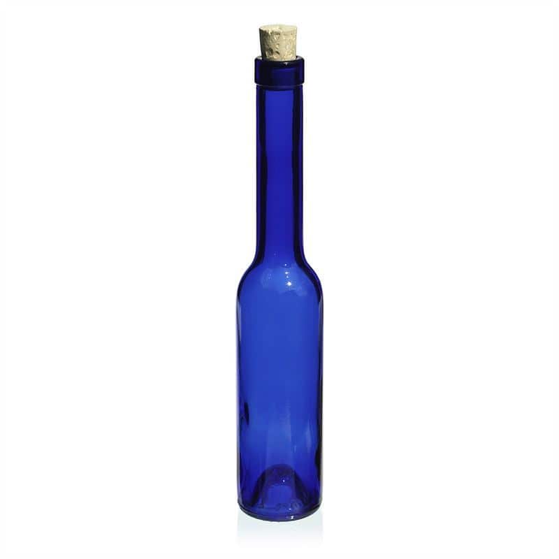200 ml Glasflasche 'Opera', blau, Mündung: Kork