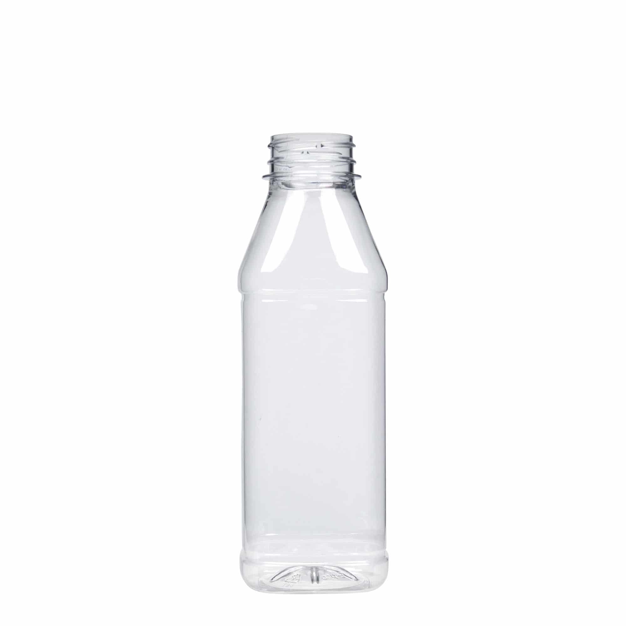 500 ml PET-Flasche 'Milk and Juice Carré', quadratisch, Kunststoff, Mündung: 38 mm