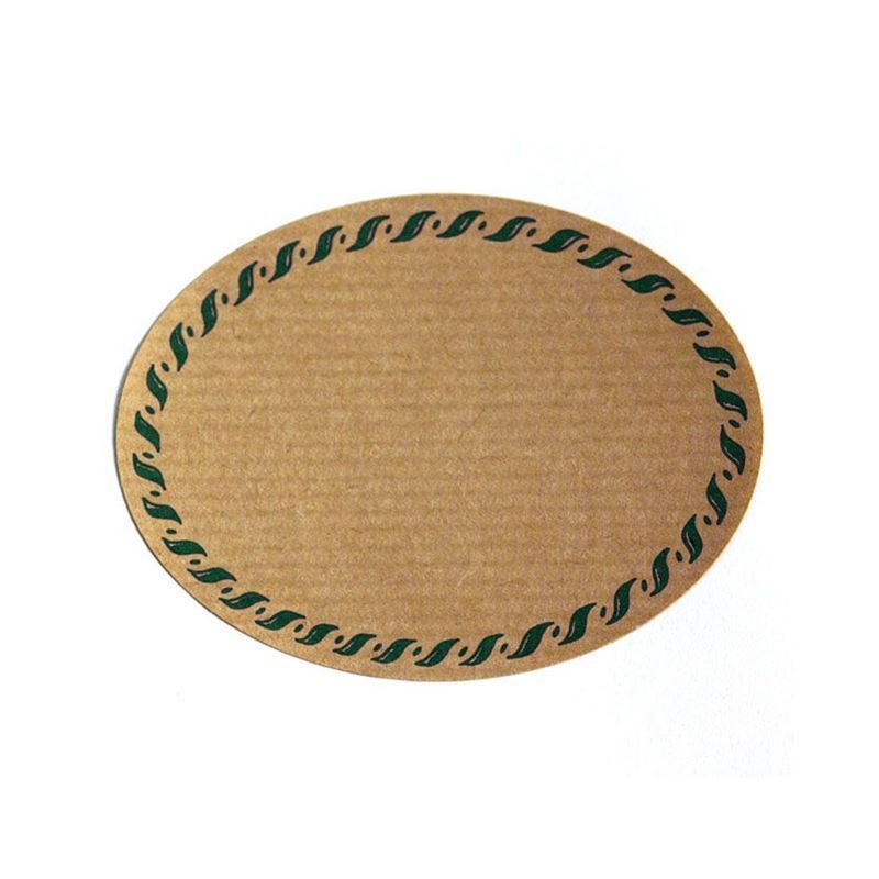 Naturetikett 'Kordelrand', oval, Papier, grün-braun
