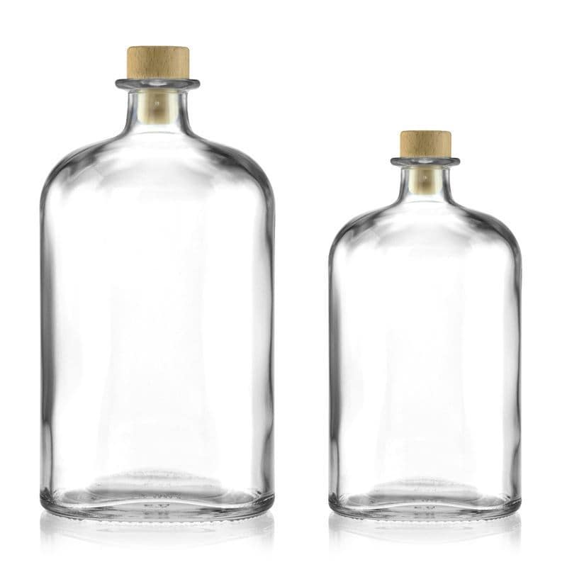 1.000 ml Glasflasche 'Dundee', oval, Mündung: Kork