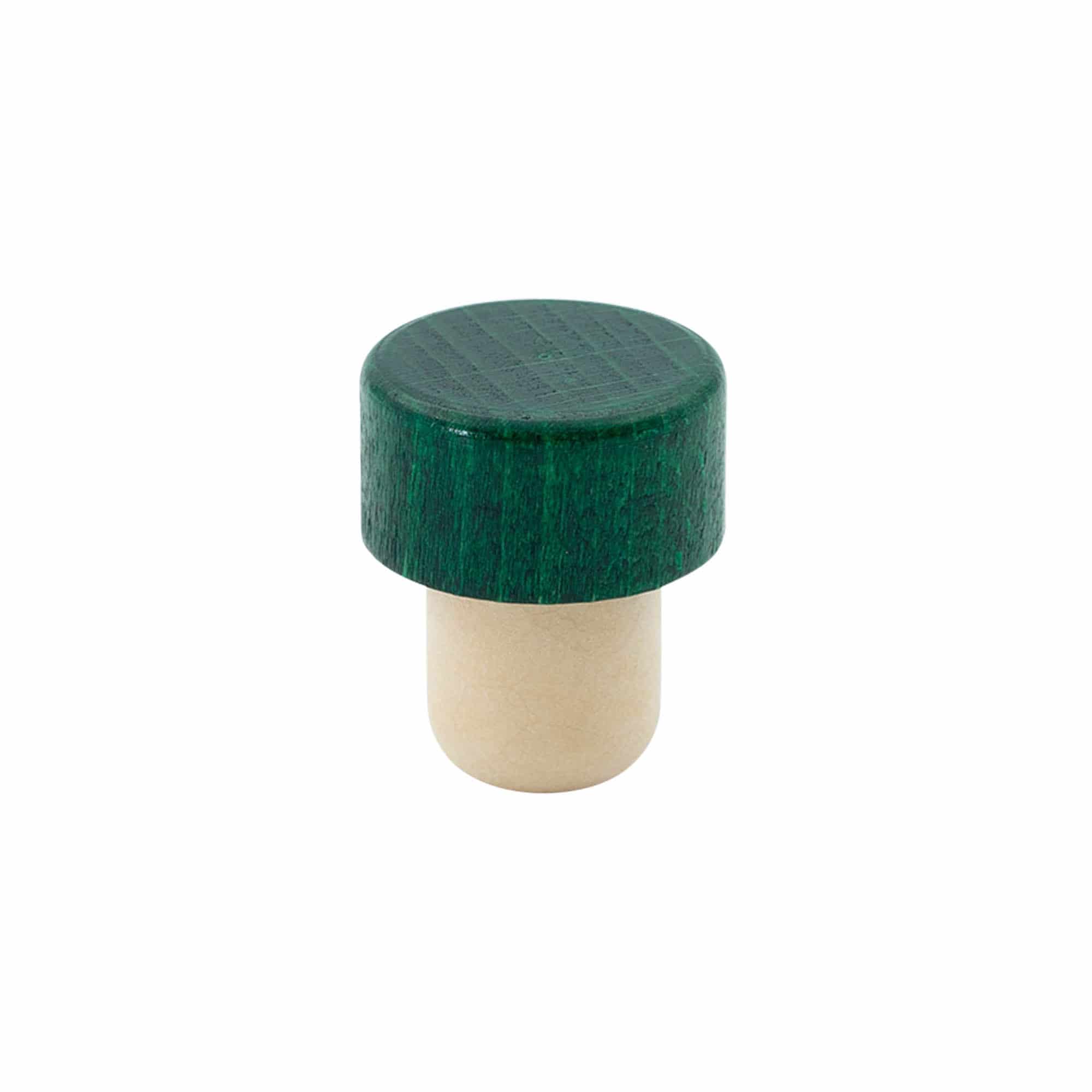 Griffkorken 19 mm, Holz, grün, für Mündung: Kork