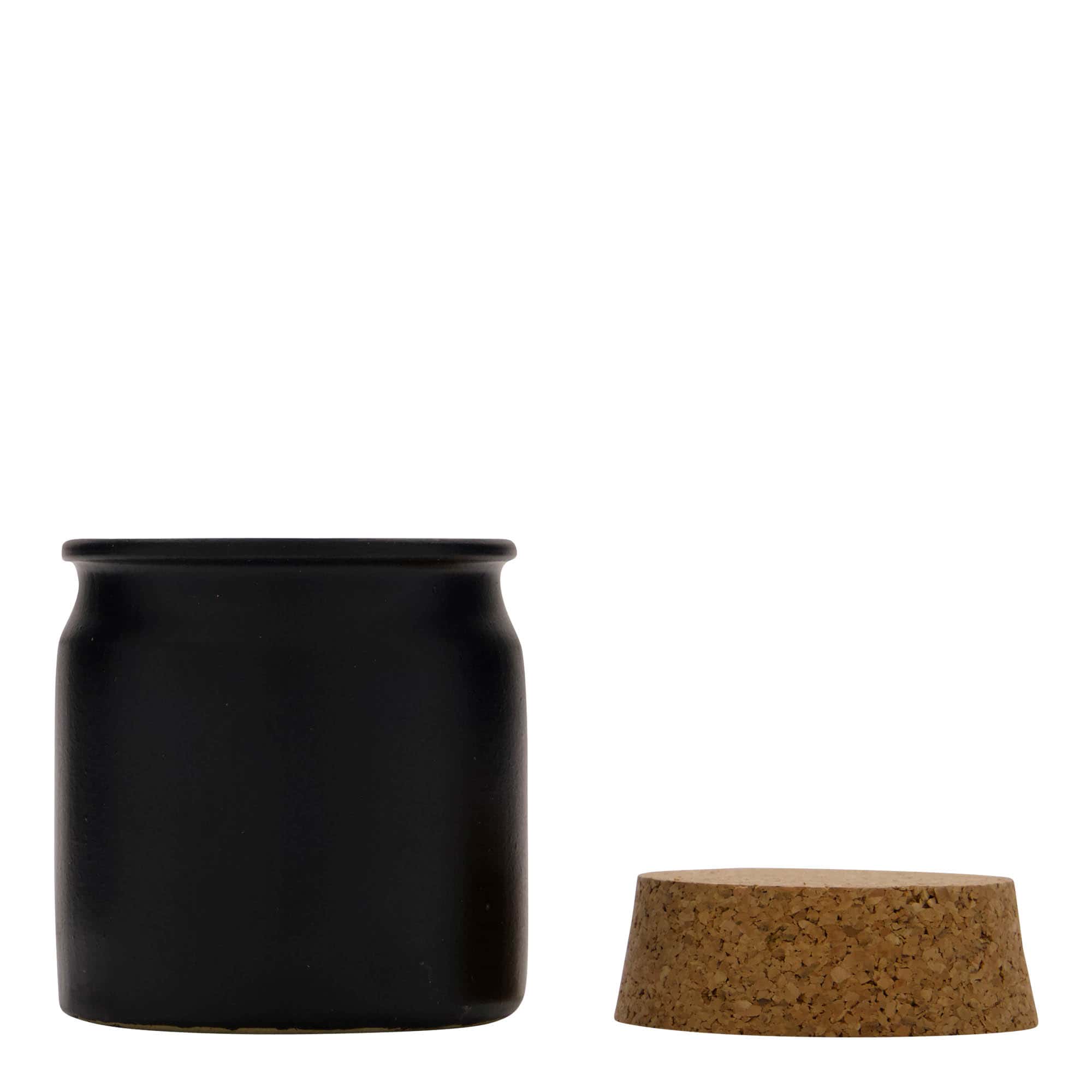 160 ml Steinzeugtopf, Keramik, schwarz, Mündung: Kork