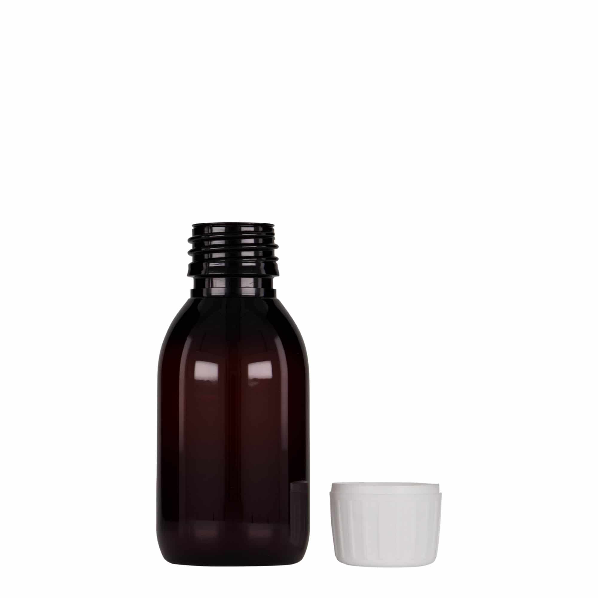 100 ml PET-Medizinflasche, braun, Kunststoff, Mündung: PP 28