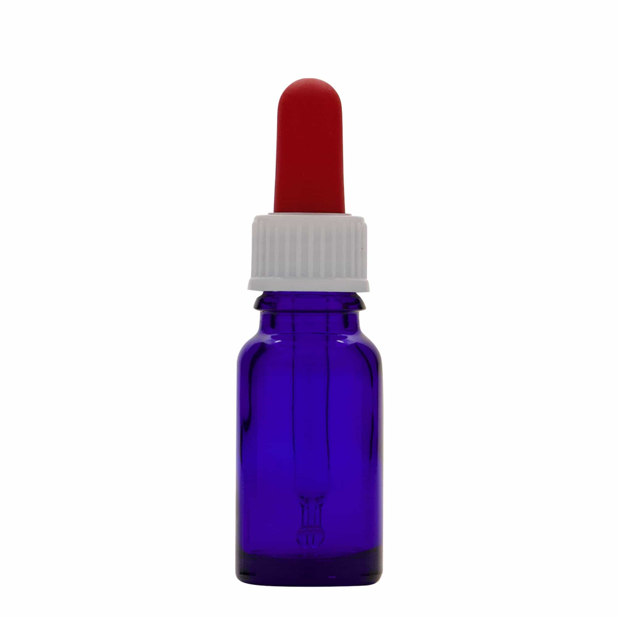 10 ml Pipettenflasche Medizin, Glas, royalblau-rot, Mündung: DIN 18