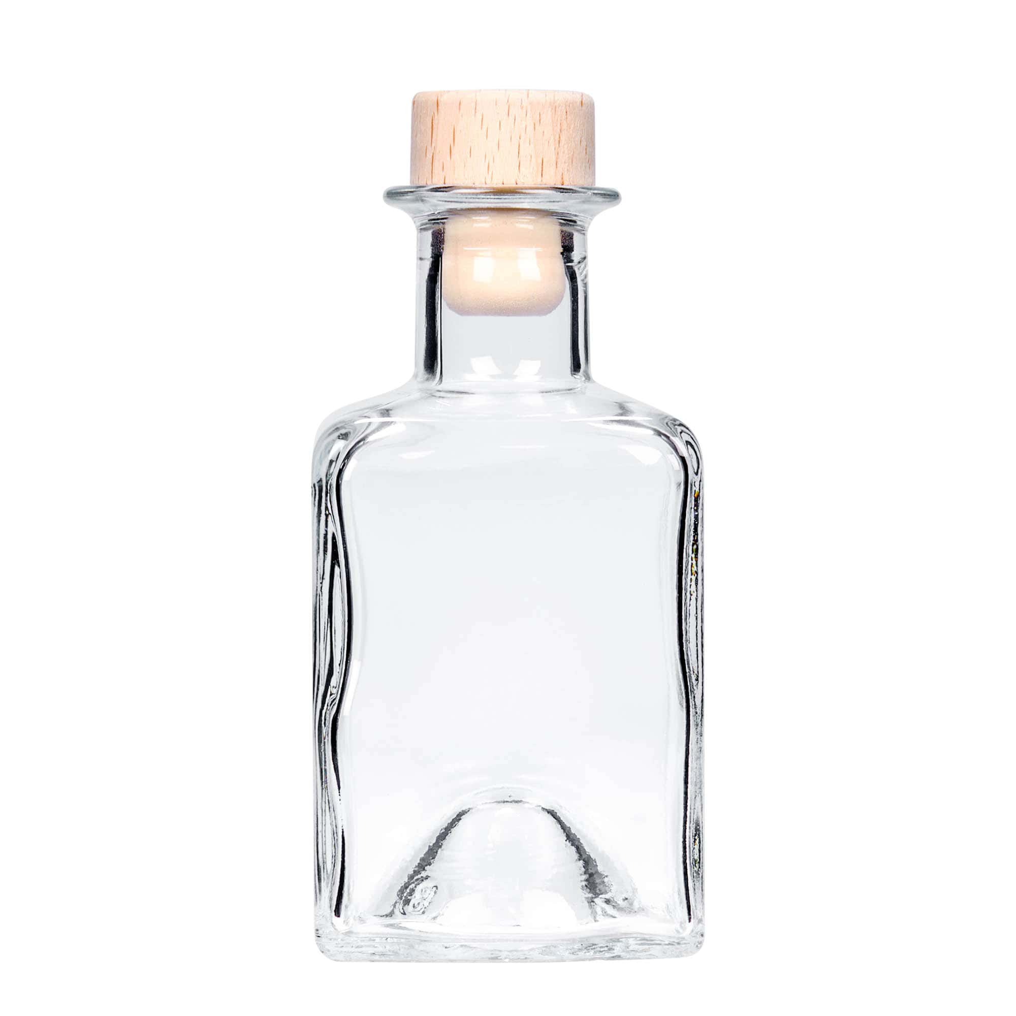 200 ml Glasflasche 'Kubica', quadratisch, Mündung: Kork