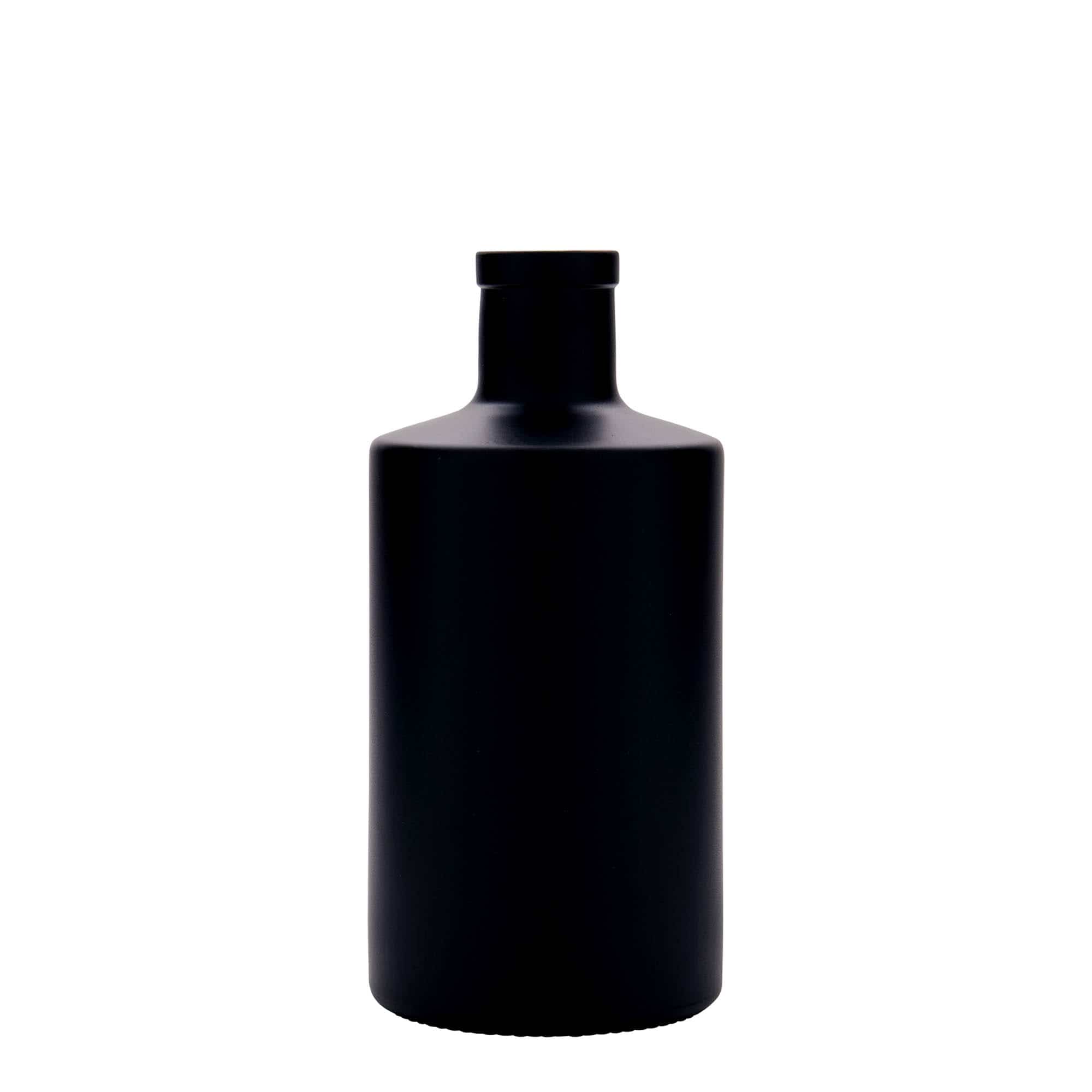 500 ml Glasflasche 'Caroline', schwarz, Mündung: Kork