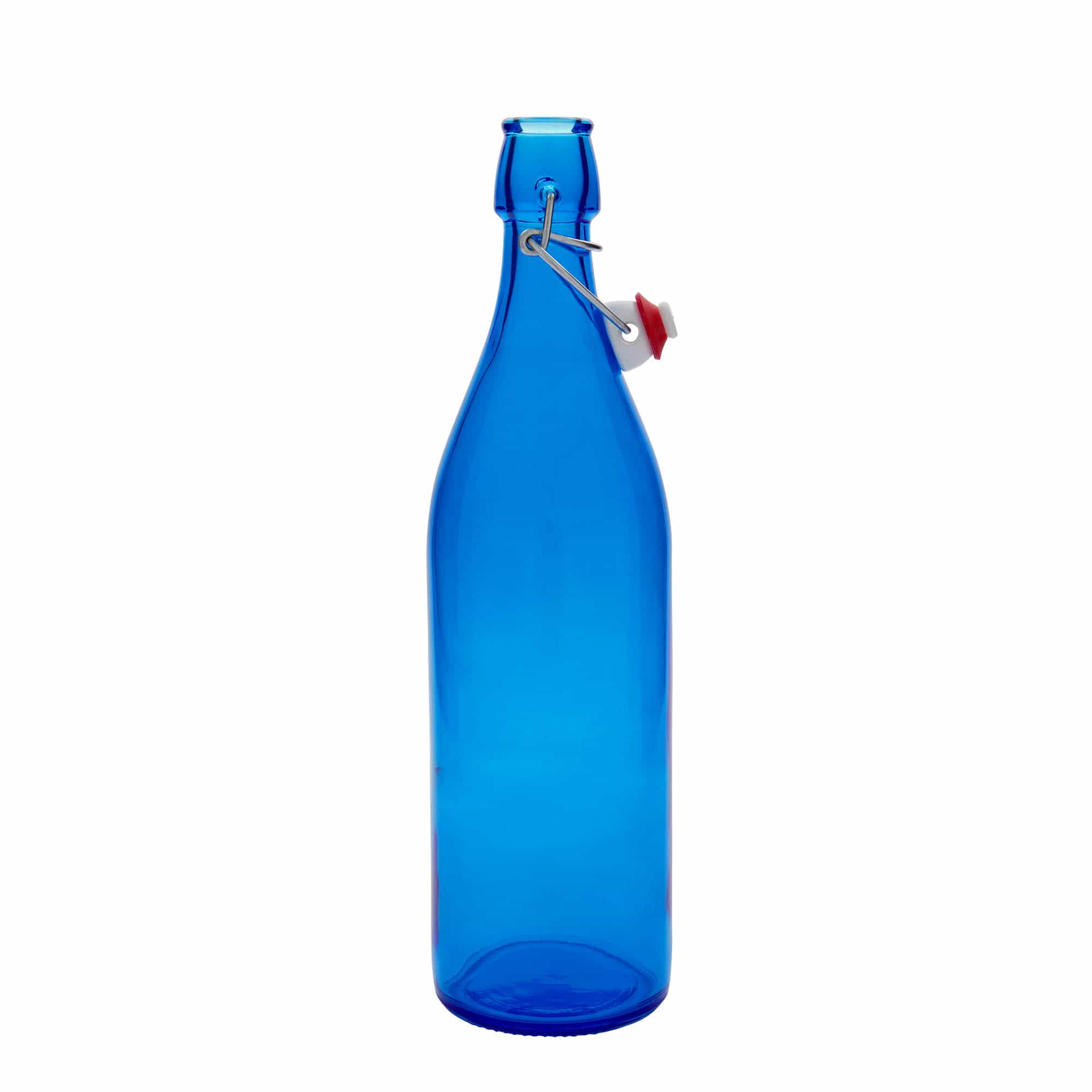 1.000 ml Glasflasche 'Giara', blau, Mündung: Bügelverschluss