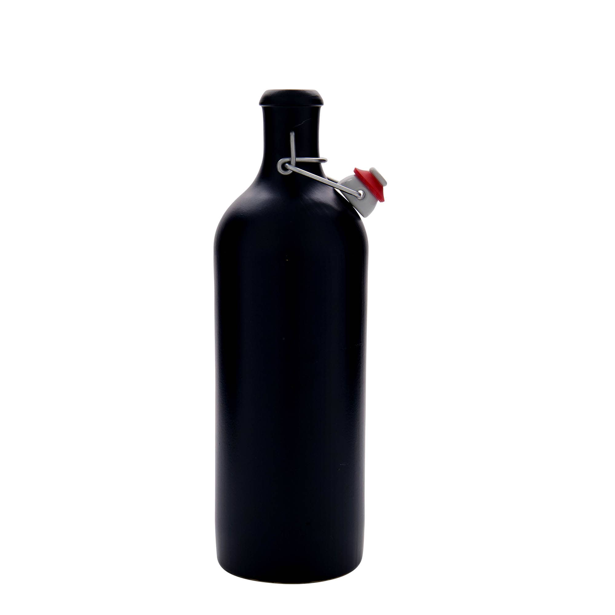750 ml Tonkrug, Steinzeug, schwarz, Mündung: Bügelverschluss
