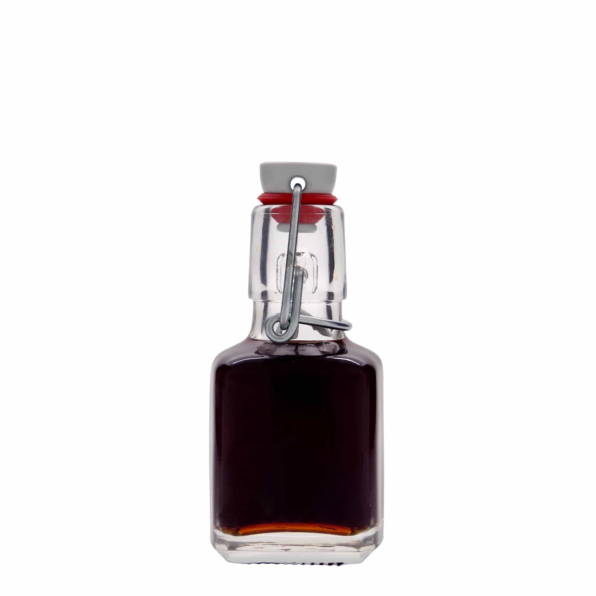 100 ml Glasflasche 'Kubica', quadratisch, Mündung: Bügelverschluss