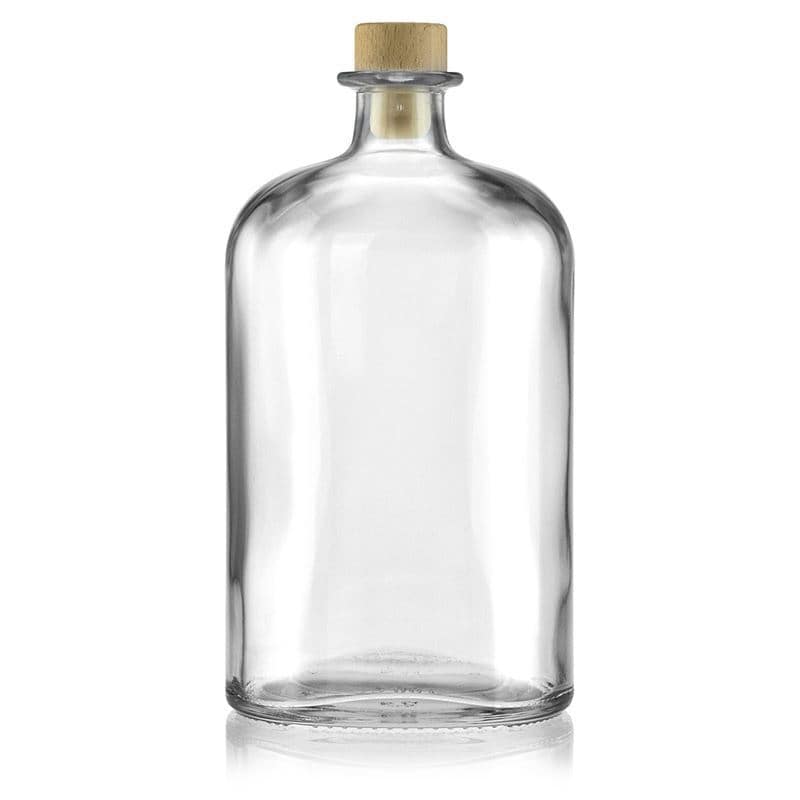 1.000 ml Glasflasche 'Dundee', oval, Mündung: Kork