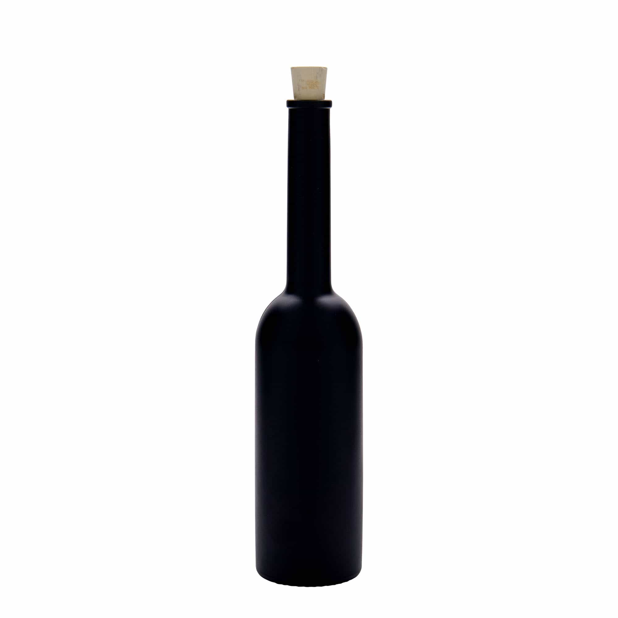 200 ml Glasflasche 'Opera', schwarz, Mündung: Kork