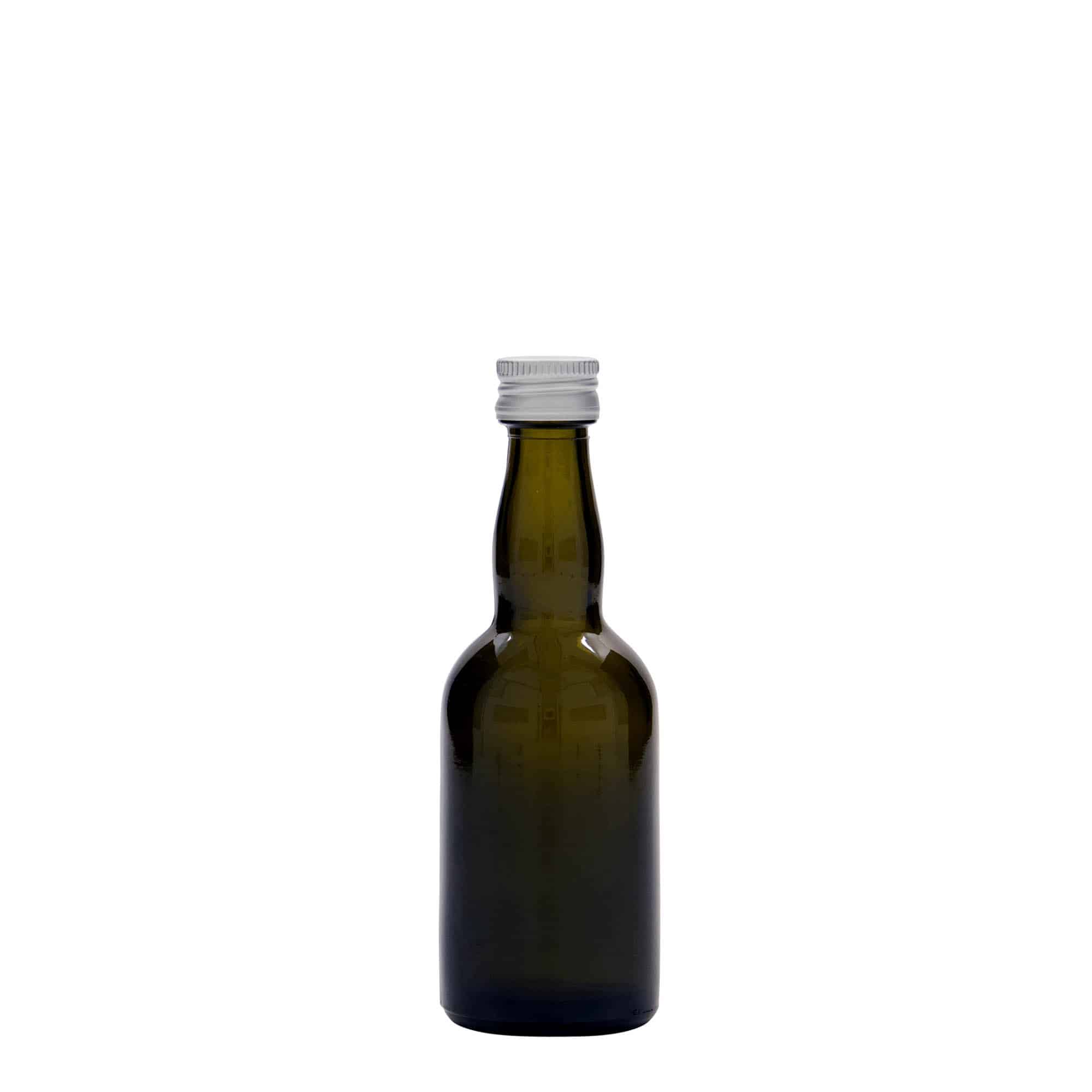 50 ml Glasflasche 'Proba', antikgrün, Mündung: PP 18
