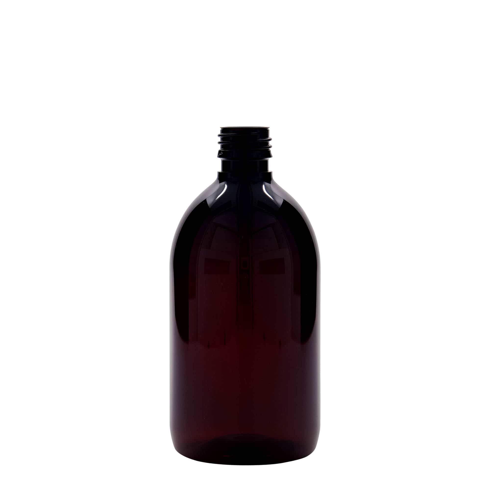 500 ml PET-Medizinflasche, braun, Kunststoff, Mündung: PP 28