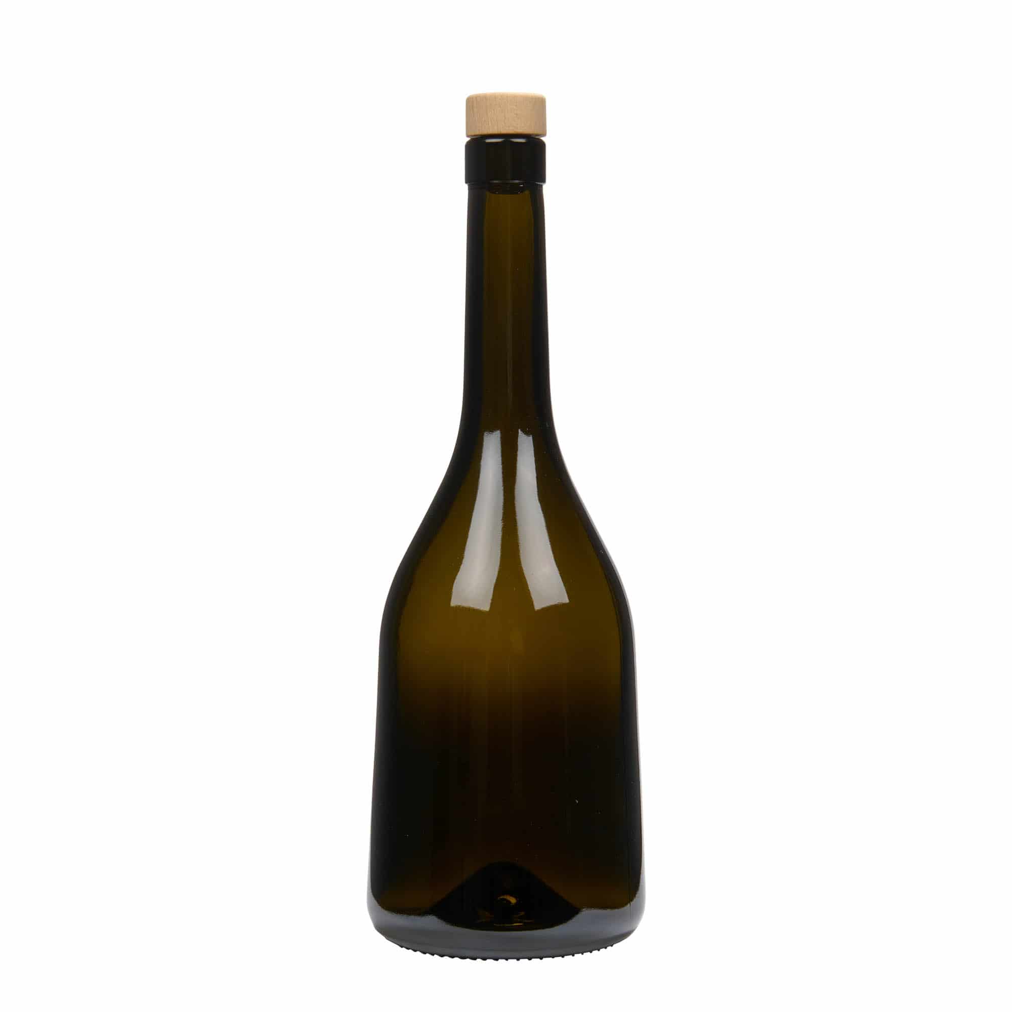 750 ml Glasflasche 'Rustica', antikgrün, Mündung: Kork