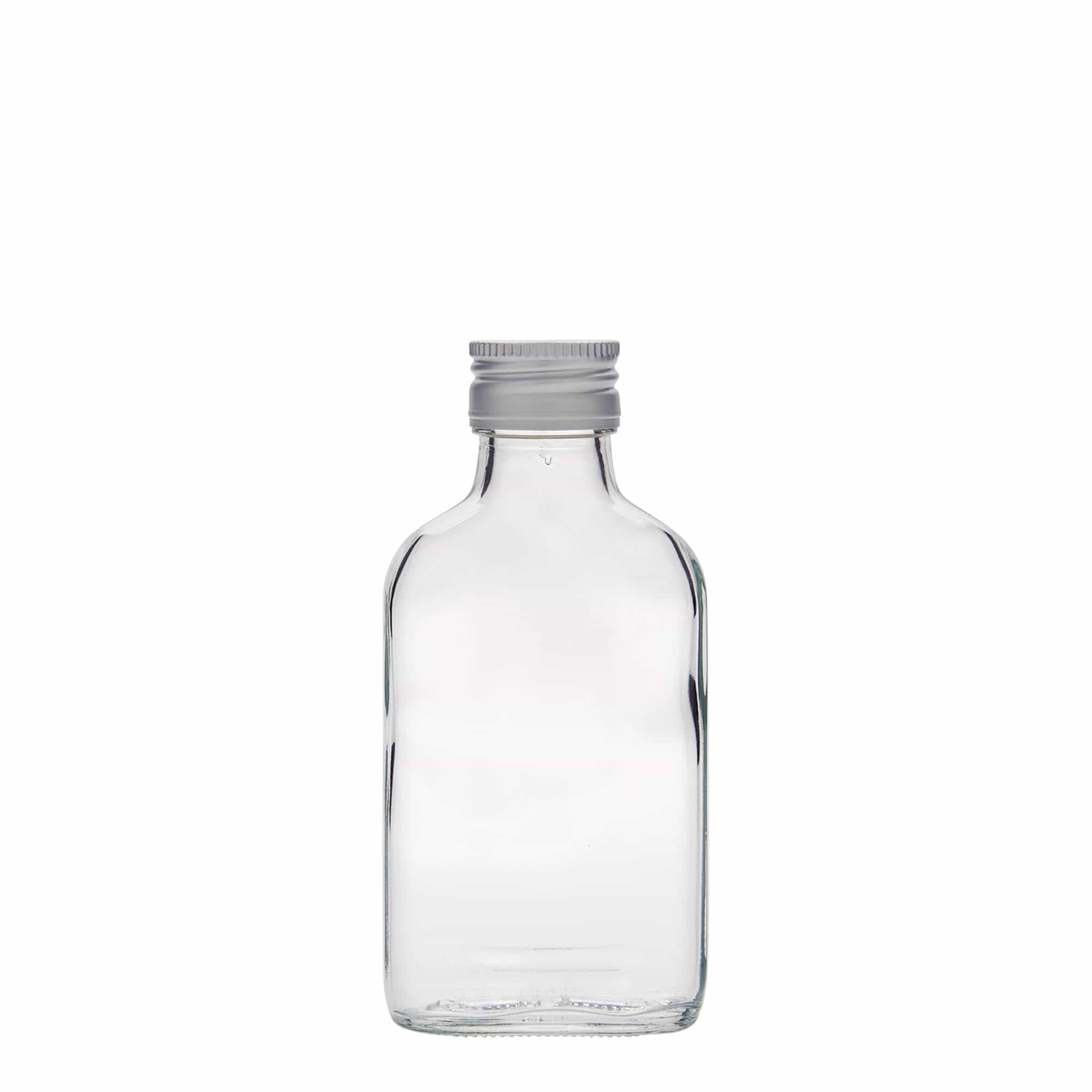 100 ml Taschenflasche, rechteckig, Glas, Mündung: PP 28