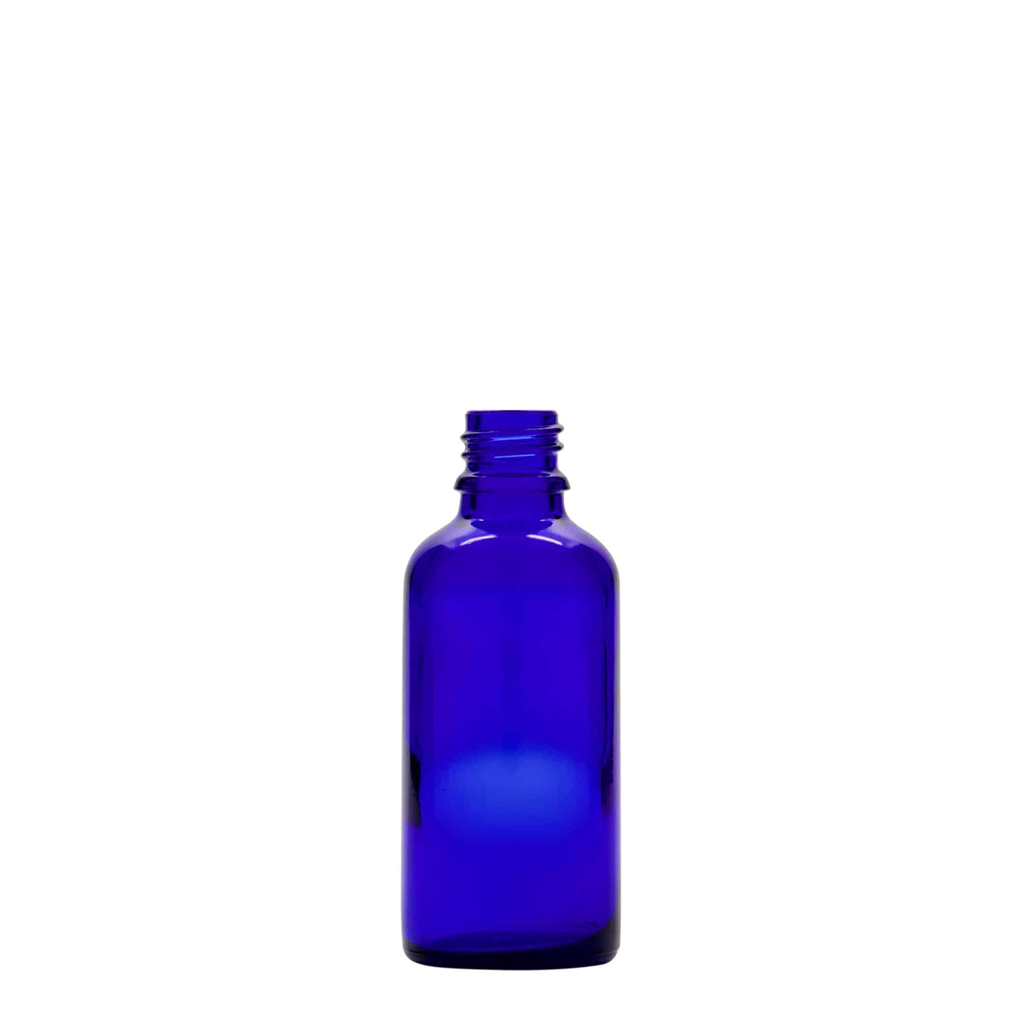 50 ml Pipettenflasche Medizin, Glas, royalblau-rot, Mündung: DIN 18
