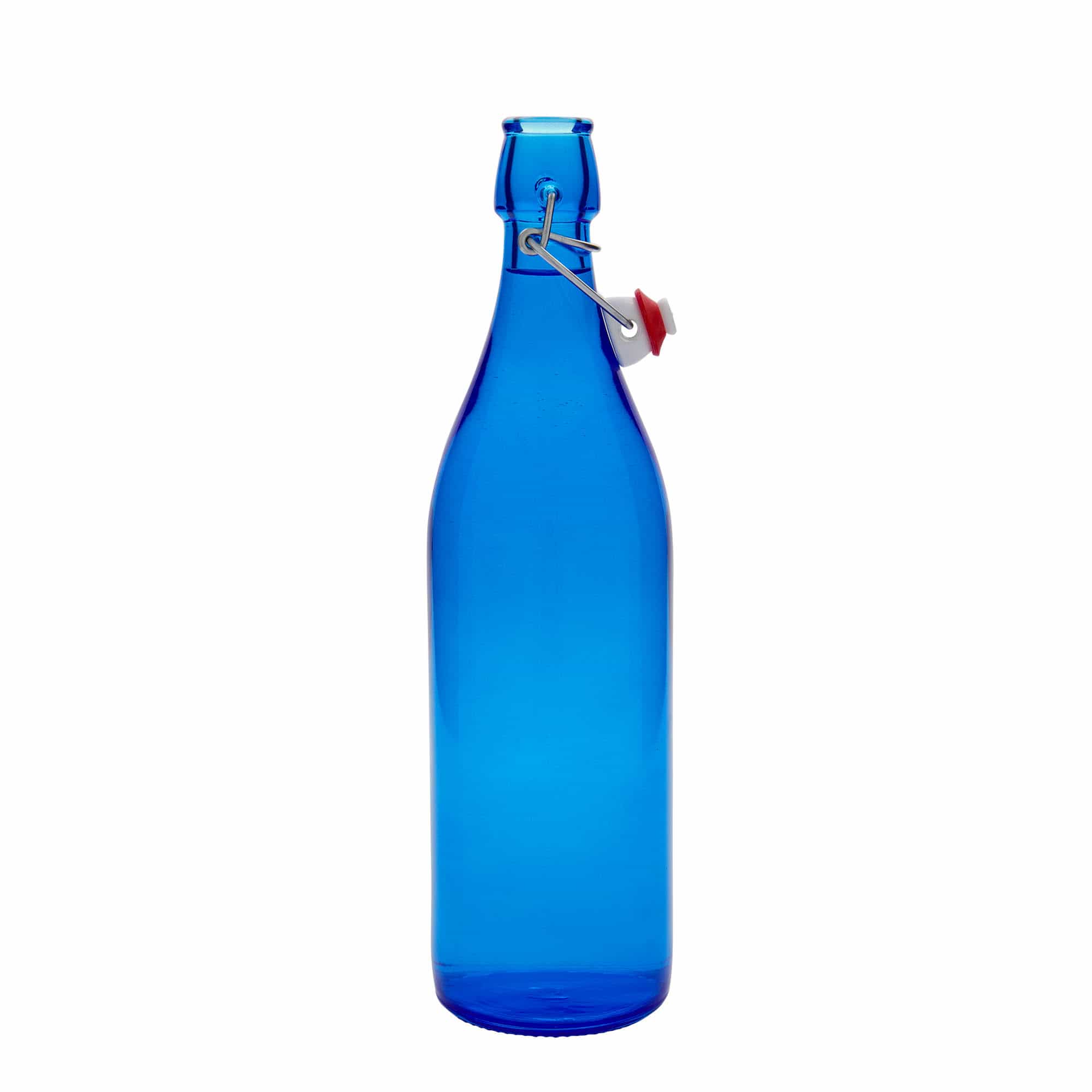 1.000 ml Glasflasche 'Giara', blau, Mündung: Bügelverschluss