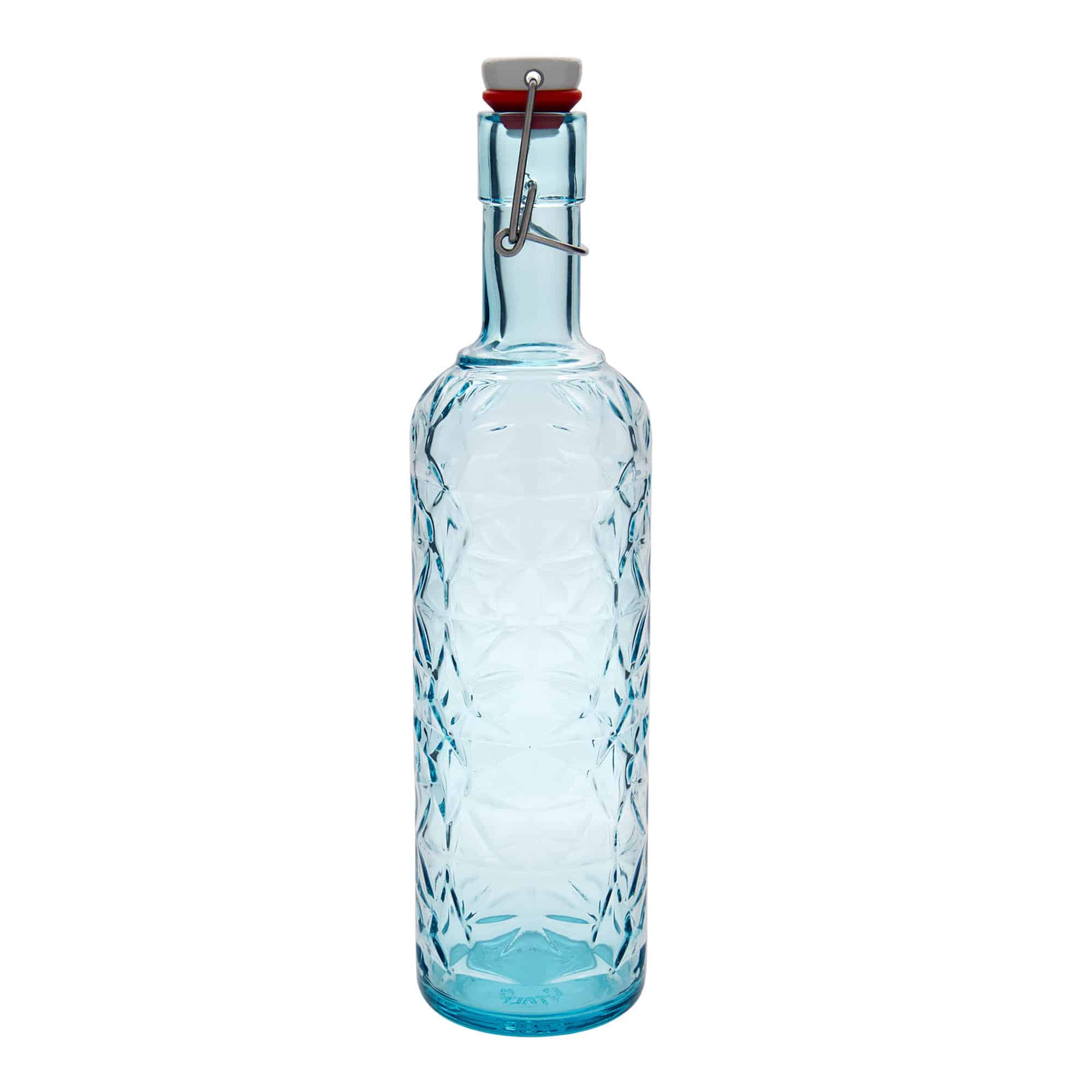 1.000 ml Glasflasche 'Oriente', azurblau, Mündung: Bügelverschluss