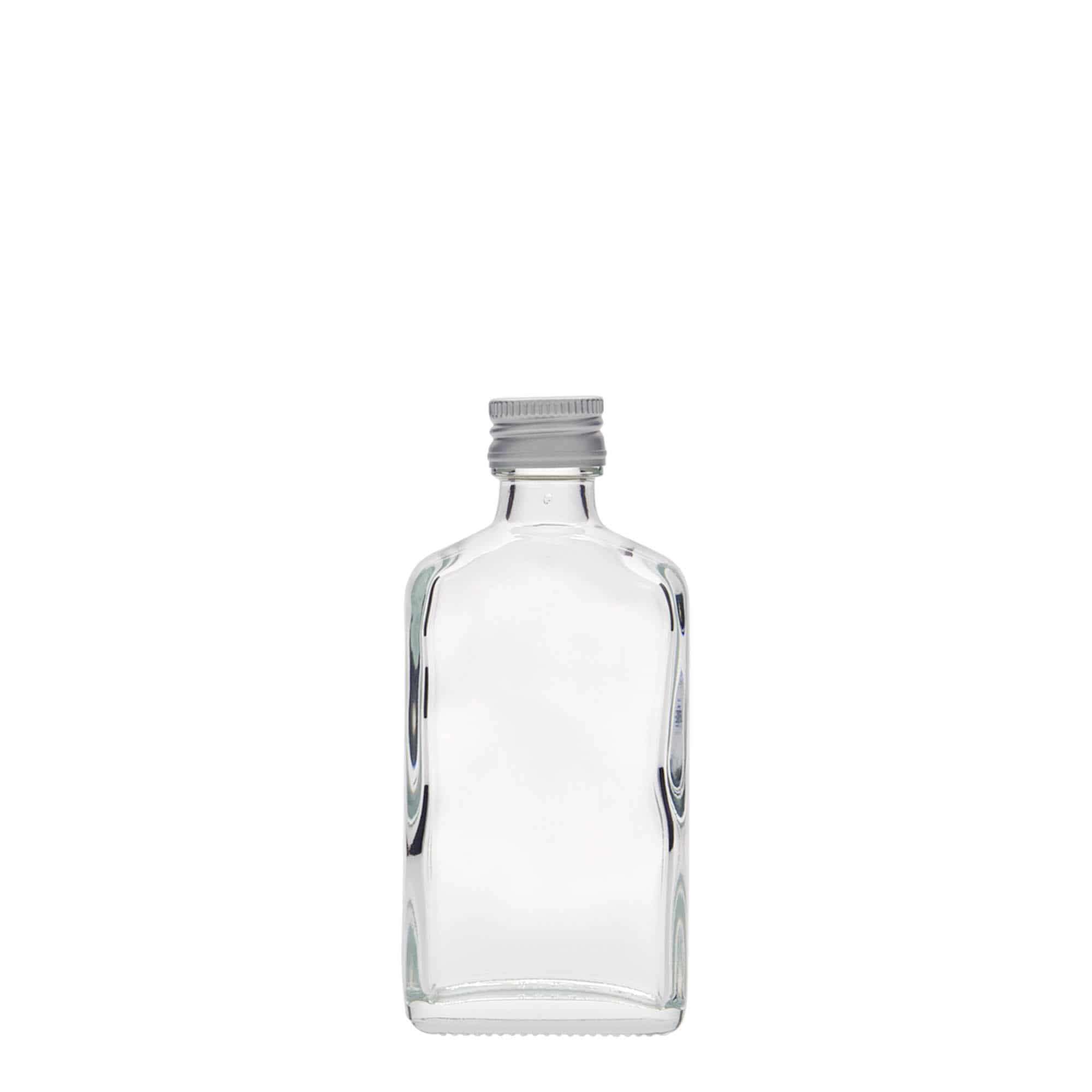 50 ml Taschenflasche, rechteckig, Glas, Mündung: PP 18