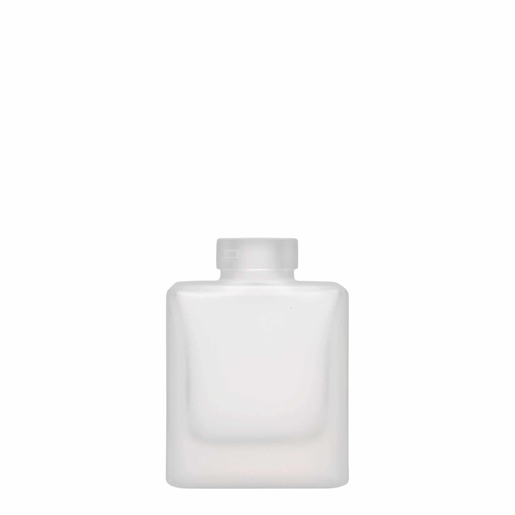 100 ml Glasflasche 'Cube', quadratisch, geeist, Mündung: Kork